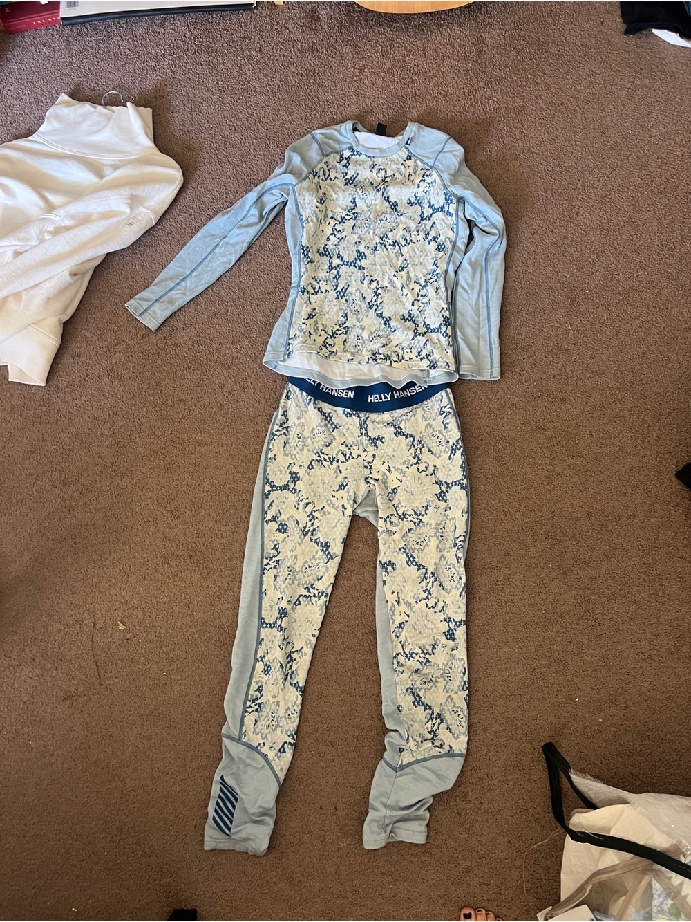 Helly Hansen Light Blue & White Base Layer Set
